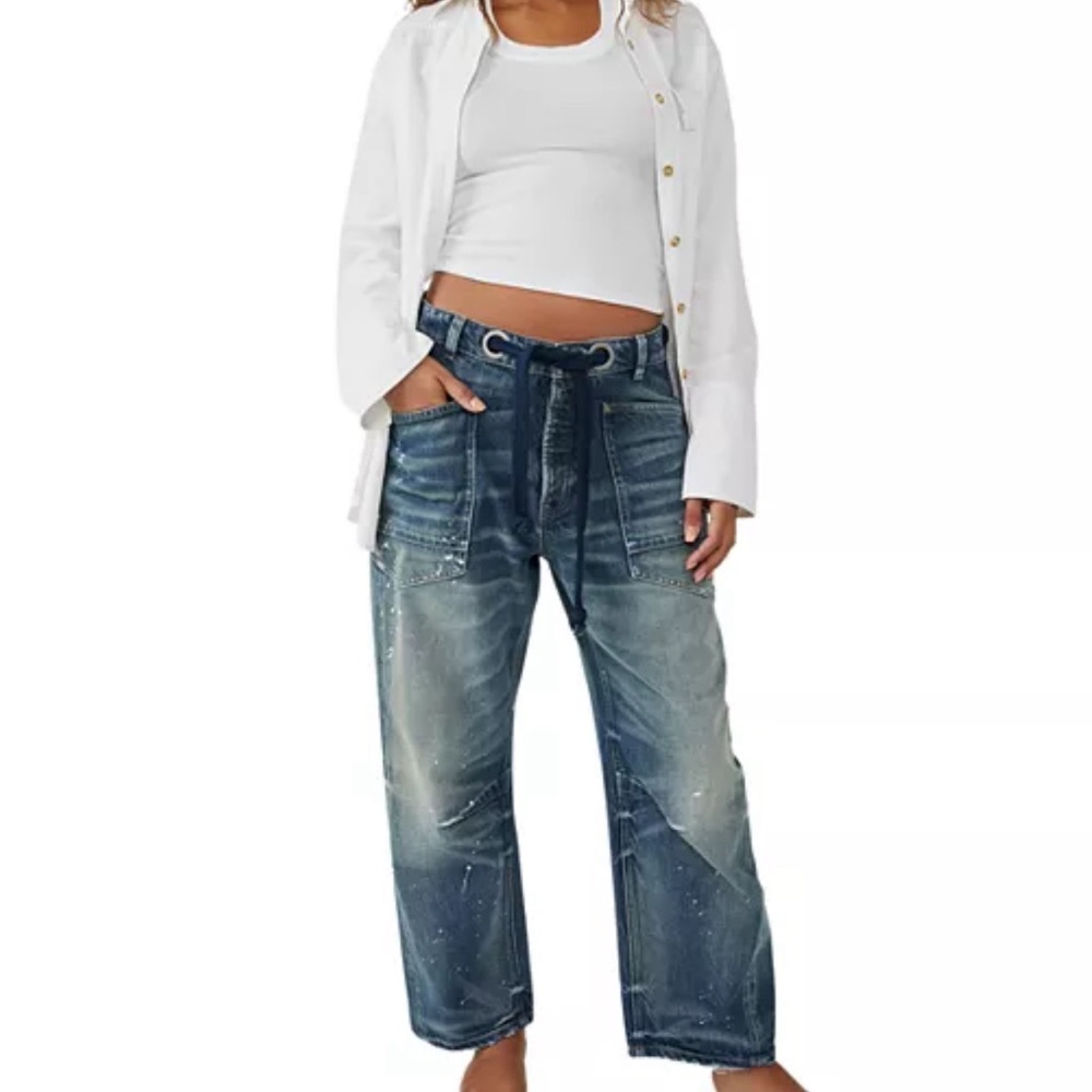 Free People Blue Distressed Jeans